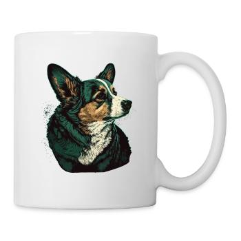 Grüner Corgi - Tasse - Weiß - Rechts