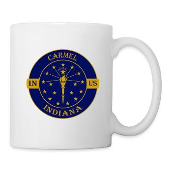 Carmel Indiana Flag USA Travel Souvenir Badge - Mug - white - Right