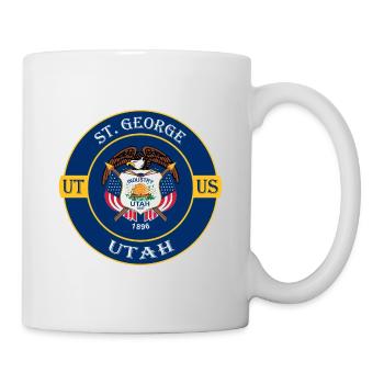 St. George Utah Flagge USA Reise Souvenir Abzeichen - Tasse - Weiß - Rechts