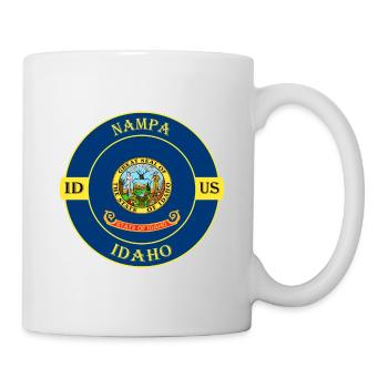 Nampa Idaho Flag USA Travel Souvenir Badge - Mug - white - Right