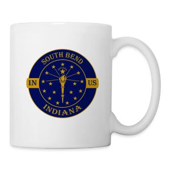 South Bend Indiana Flag USA Travel Souvenir Badge - Mug - white - Right