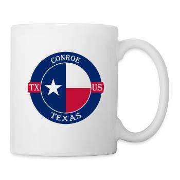 Conroe Texas Flagge USA Reise Souvenir Abzeichen - Tasse - Weiß - Rechts