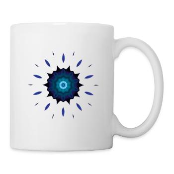 Ornament blau-türkis-schwarz - Tasse - Weiß - Rechts