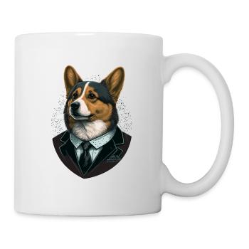 Corgi in black suit - Mug - white - Right