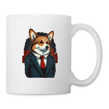 Elegant Corgi Art in Suit - Mug - white - Right