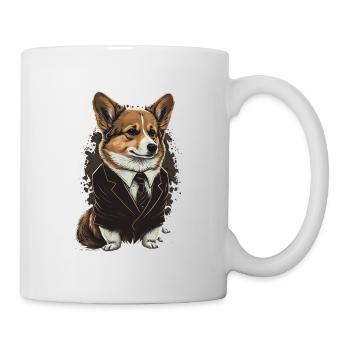 Braunäugige Vintage Corgi Hundekunst - Tasse - Weiß - Rechts