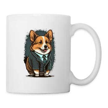 Fluffy Corgi en costume - Mug blanc - blanc - Droite