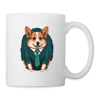 Corgi In Green Suit - Mug - white - Right