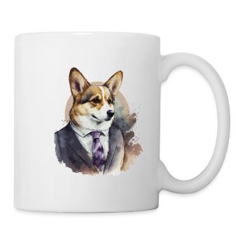 Stilvoller Corgi - Tasse - Weiß - Rechts