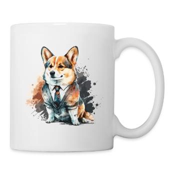 Flauschiges Haustier Corgi Hund - Tasse - Weiß - Rechts