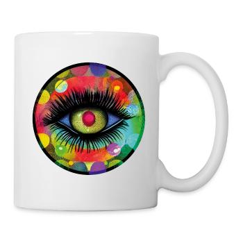 Auge mit bunten Neonlichtern - Digital KI Art - Tasse - Weiß - Rechts