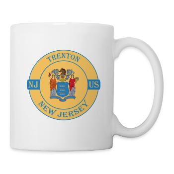 Trenton New Jersey Flag USA Travel Souvenir Badge - Mug - white - Right