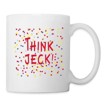 Köln Karneval - Think Jeck! Ein Karnevalskostüm. - Tasse - Weiß - Rechts