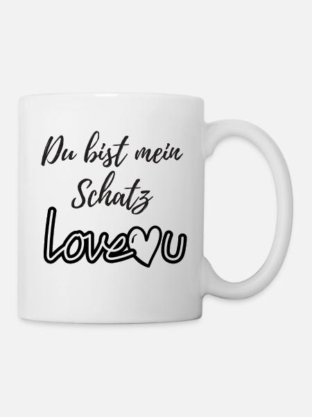 Du bist mein Schatz Ich liebe dich - Tasse - Weiß