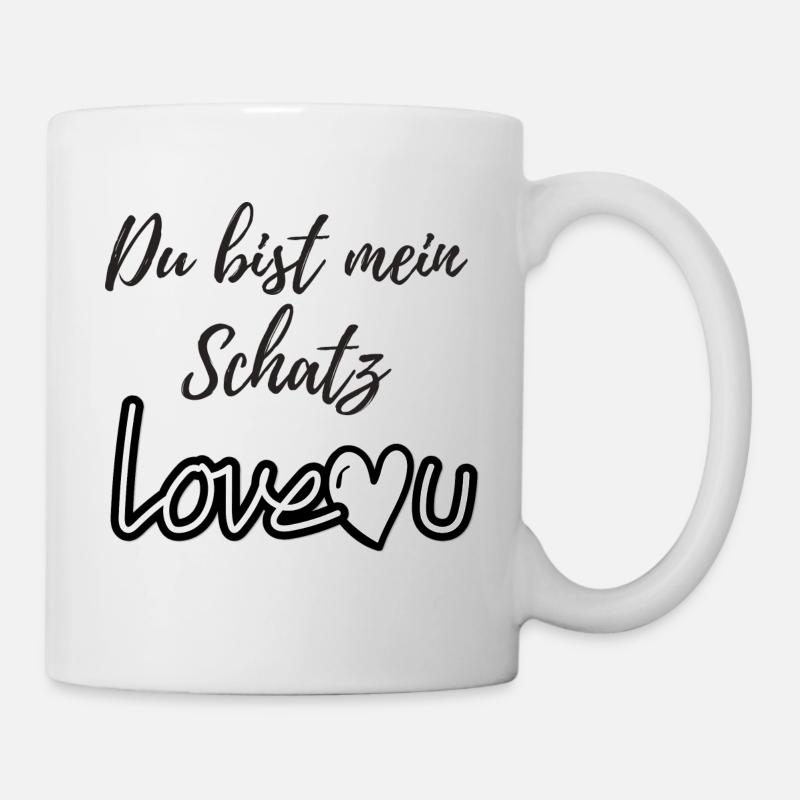 Du bist mein Schatz Ich liebe dich - Tasse - Weiß