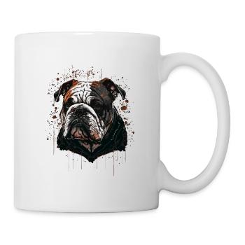 Tête de bouledogue noir - Mug blanc - blanc - Droite