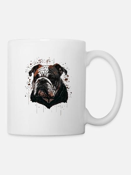 Tête de bouledogue noir - Mug blanc - blanc