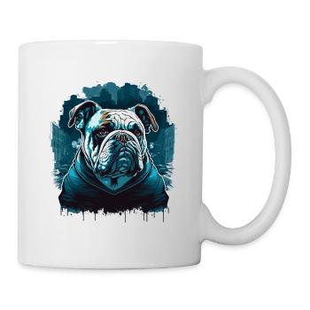 Bulldogge verkleidet - Tasse - Weiß - Rechts