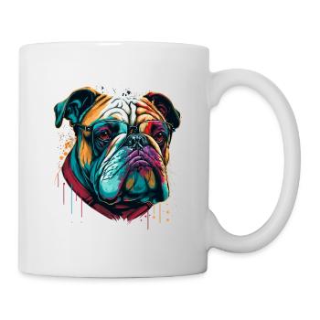 Party Bulldogge - Tasse - Weiß - Rechts