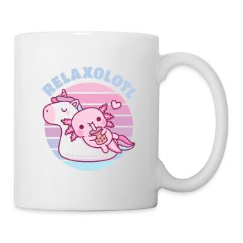 Axolotl Chilling On Unicorn Pool Float Relaxolotl - Mug - white - Right