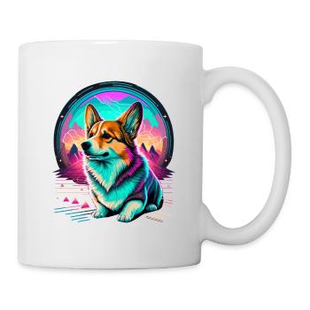 Corgi Neon Style auf den Bergen - Tasse - Weiß - Rechts