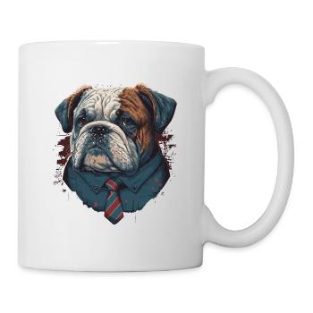 Bulldogge verkleidet - Tasse - Weiß - Rechts