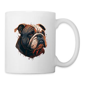 Süße braune Haustier-Bulldogge - Tasse - Weiß - Rechts