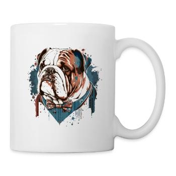 Bulldogge mit niedlicher Fliege - Tasse - Weiß - Rechts