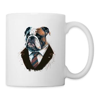 Bulldogge im schwarzen Anzug - Tasse - Weiß - Rechts