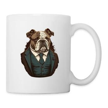 Braune Bulldogge - Tasse - Weiß - Rechts