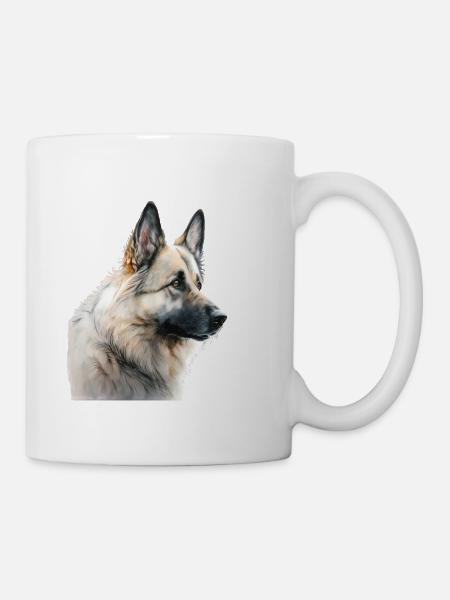 Watercolour Dog / Hund Deutscher Schäferhund - Tasse - Weiß