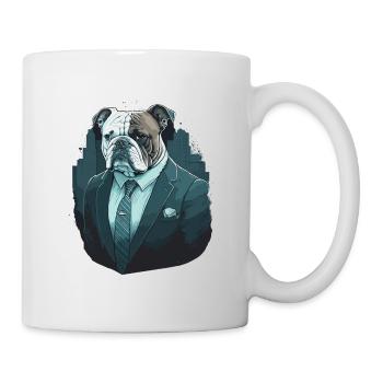Expert en affaires à la recherche de bouledogue - Mug blanc - blanc - Droite