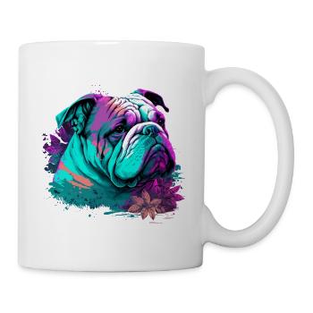 Feuilles et bouledogue - Mug blanc - blanc - Droite