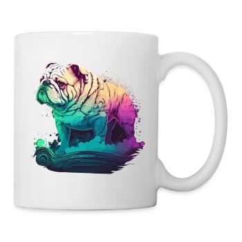 Bunte Bulldogge Vaporwave - Tasse - Weiß - Rechts