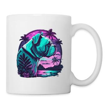 Vaporwave Bulldog Beach Fun - Mug blanc - blanc - Droite