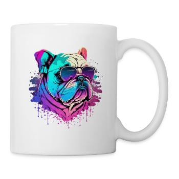 Vapowave avec lunettes de soleil Bulldog - Mug blanc - blanc - Droite