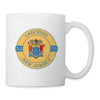 Lakewood New Jersey Flag USA Travel Souvenir Badge - Mug - white - Right