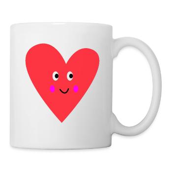 Doux cœur avec visage pour l’amour de la Saint-Valentin - Mug blanc - blanc - Droite