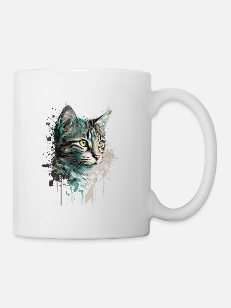 Katze Wasserfarben - Tasse - Weiß