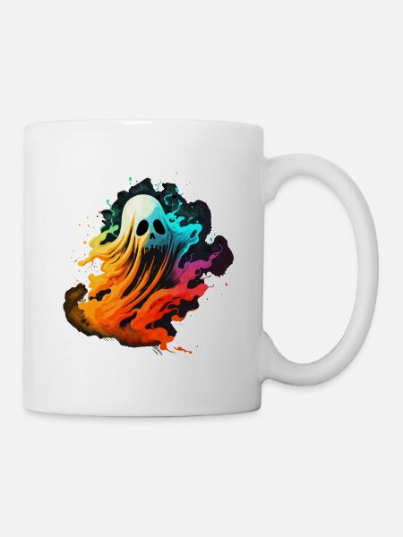 Bunter Totenkopfkopf Geist - Tasse - Weiß