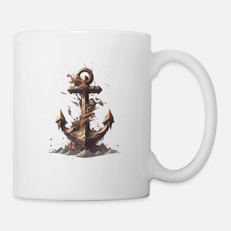 nautischer Anker - Tasse - Weiß