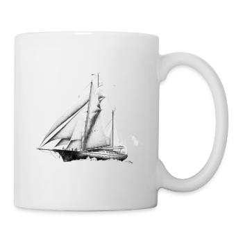 Beau grand voilier sur la mer - Mug blanc - blanc - Droite