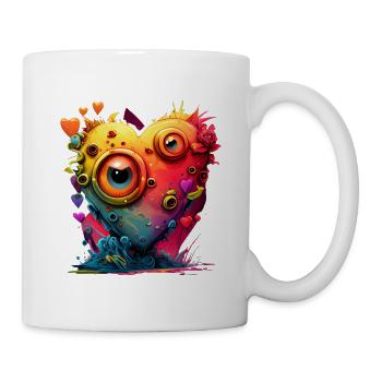 Colorful heart with eyes - Mug - white - Right