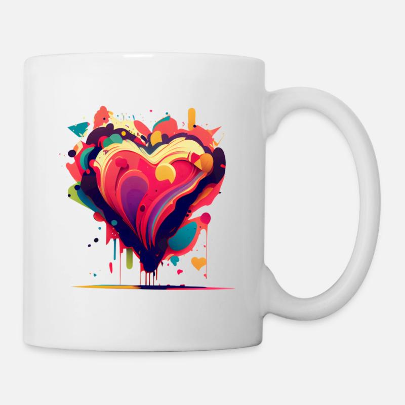 Buntes Herz - Tasse - Weiß