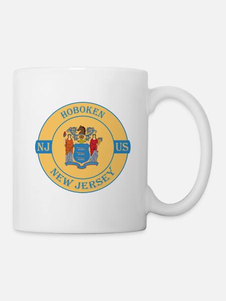 Hoboken New Jersey Flag USA Travel Souvenir Badge - Mug blanc - blanc