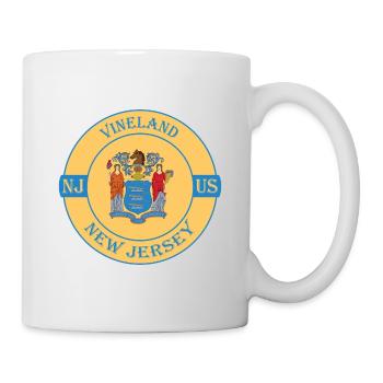 Vineland New Jersey Flag USA Travel Souvenir Badge - Mug - white - Right