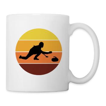 Stone Curling Winter Sport 80s Style Retro Vintage - Mug - white - Right