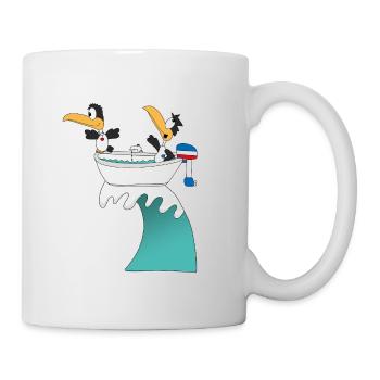 PINGUINE - WELLENREITER - BOOT - SURFER - LIEBE - Tasse - Weiß - Rechts