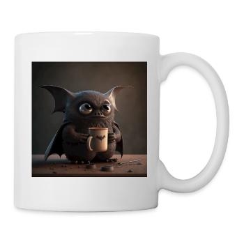 Fledermaus Kaffee Coffein Nachtaktiv Lusitg - Tasse - Weiß - Rechts