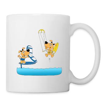 HUNDE - WASSERSPORT - KITEWING - KITESURFER - Tasse - Weiß - Rechts